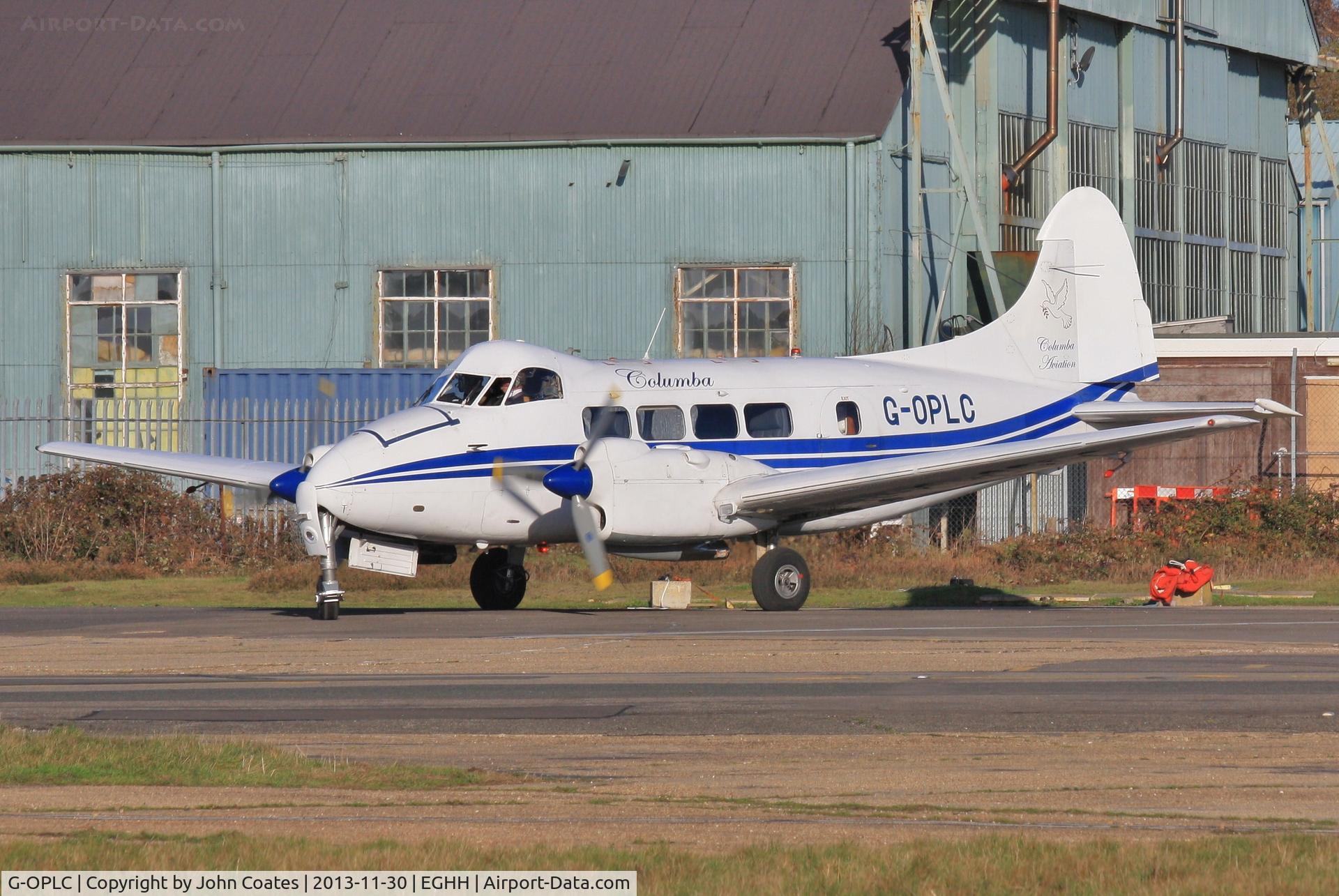 G-OPLC, 1948 De Havilland DH-104 Dove 8 C/N 04212, Turning to depart BHL