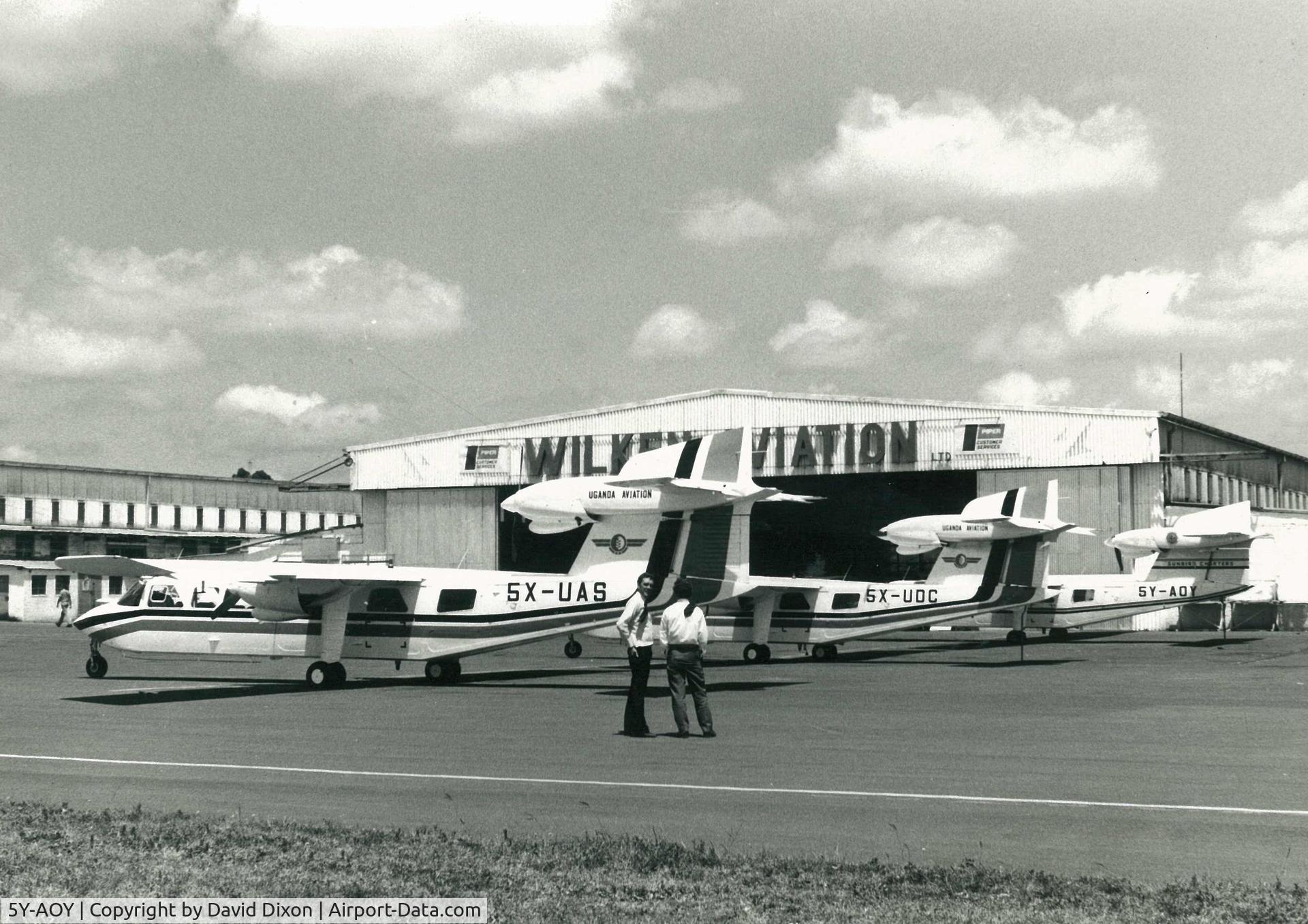 5Y-AOY, Britten-Norman BN-2A Mk.III Trislander C/N 320, Taken at Wilson Airport outside CMC Aviation hangar following delivery of the two Trislanders bought by Uganda Aviation Services. 5Y-AOY was then used by SUnbird Charters for game park operations run by Viscount Andrew Cole.