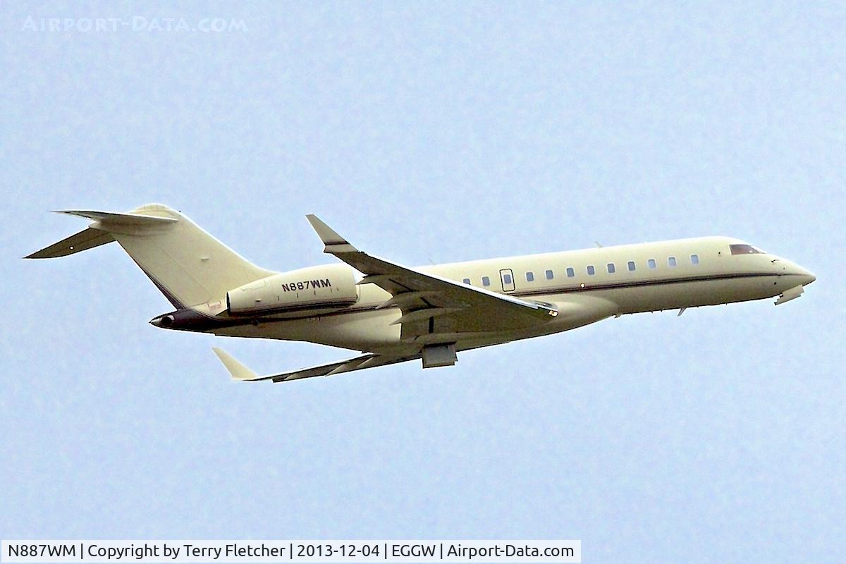 N887WM, 2008 Bombardier BD-700-1A10 Global Express C/N 9292, 2008 Bombardier BD-700-1A10, c/n: 9292 climbs away from Luton