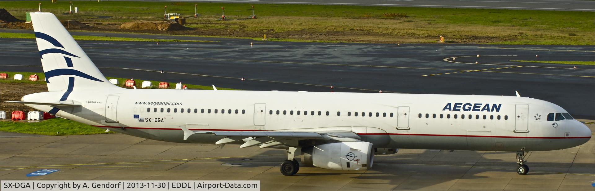 SX-DGA, 2009 Airbus A321-231 C/N 3878, Aegean Airlines, is here taxiing to RWY 23L at Düsseldorf It´l(EDDL)