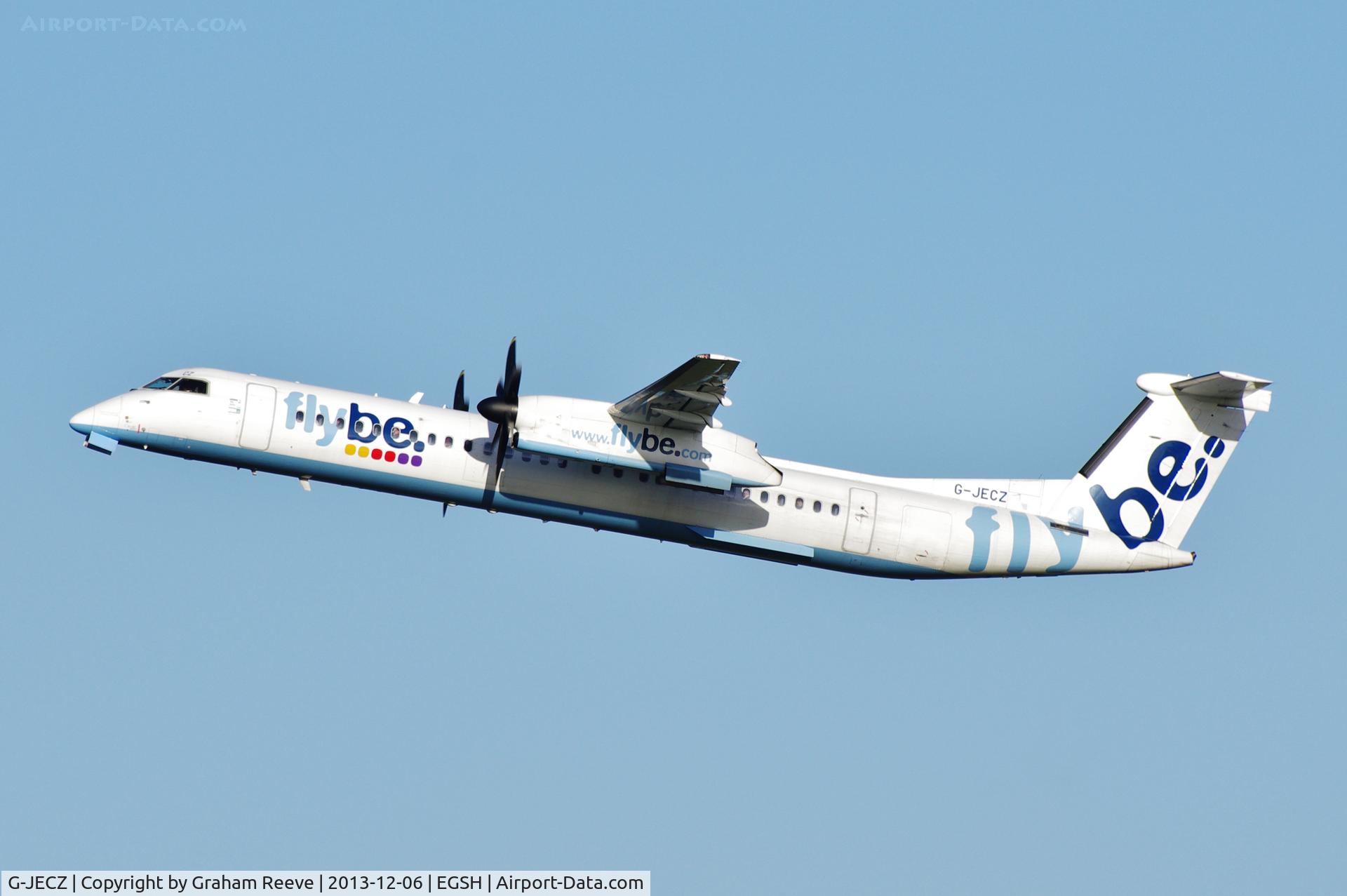 G-JECZ, 2007 De Havilland Canada DHC-8-402Q Dash 8 C/N 4179, Airbourne from Norwich.