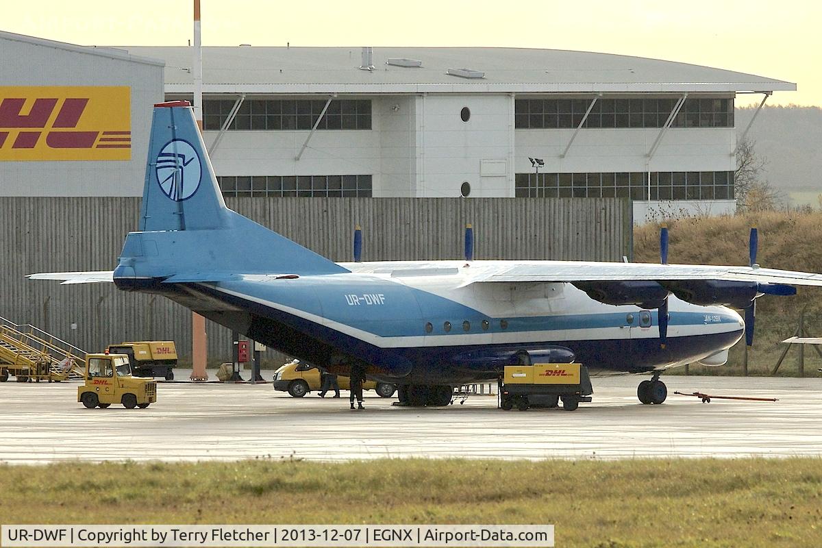 UR-DWF, 1968 Antonov An-12BK C/N 8345802, Air Charter Ukraine's Antonov An-12BK, c/n: 8345802
on the East Midlands Airport Cargo ramp