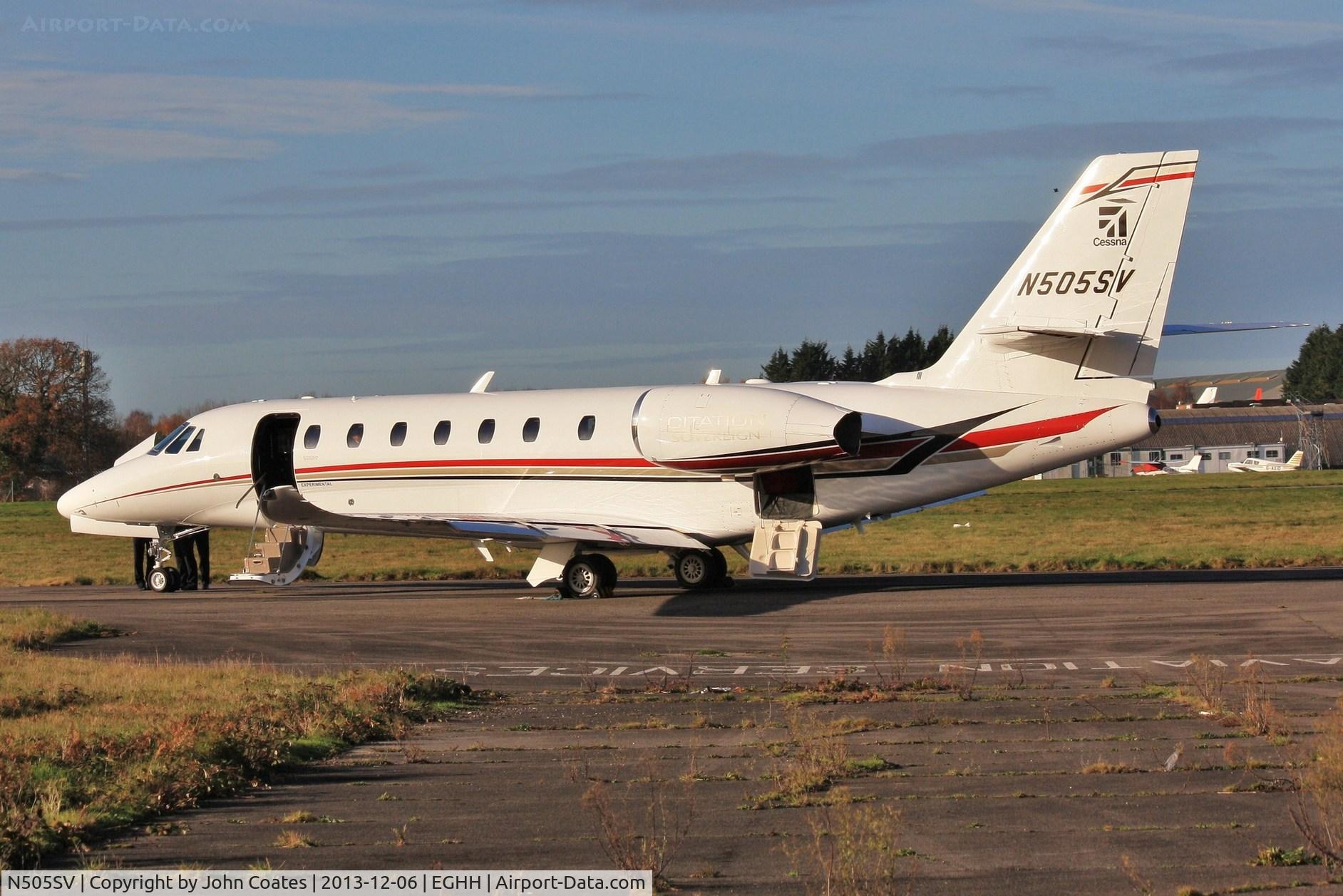 N505SV, 2013 Cessna Citation 680 Sovereign C/N 680-0505, Parked in the sun at CTC and said to have extra 9 ft wing span and winglets.