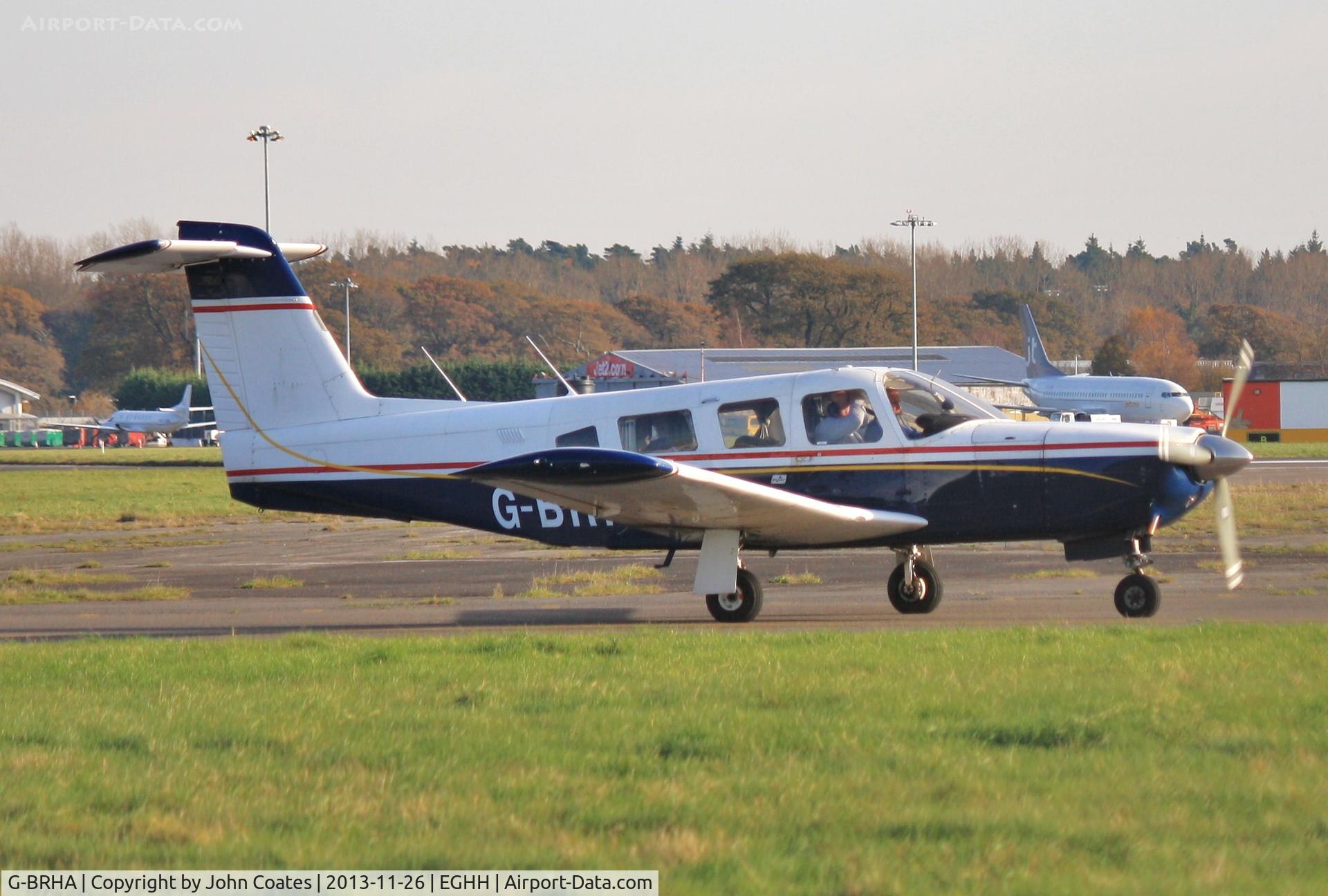 G-BRHA, 1978 Piper PA-32RT-300 Lance II C/N 32R-7985076, About to enter 08 to depart