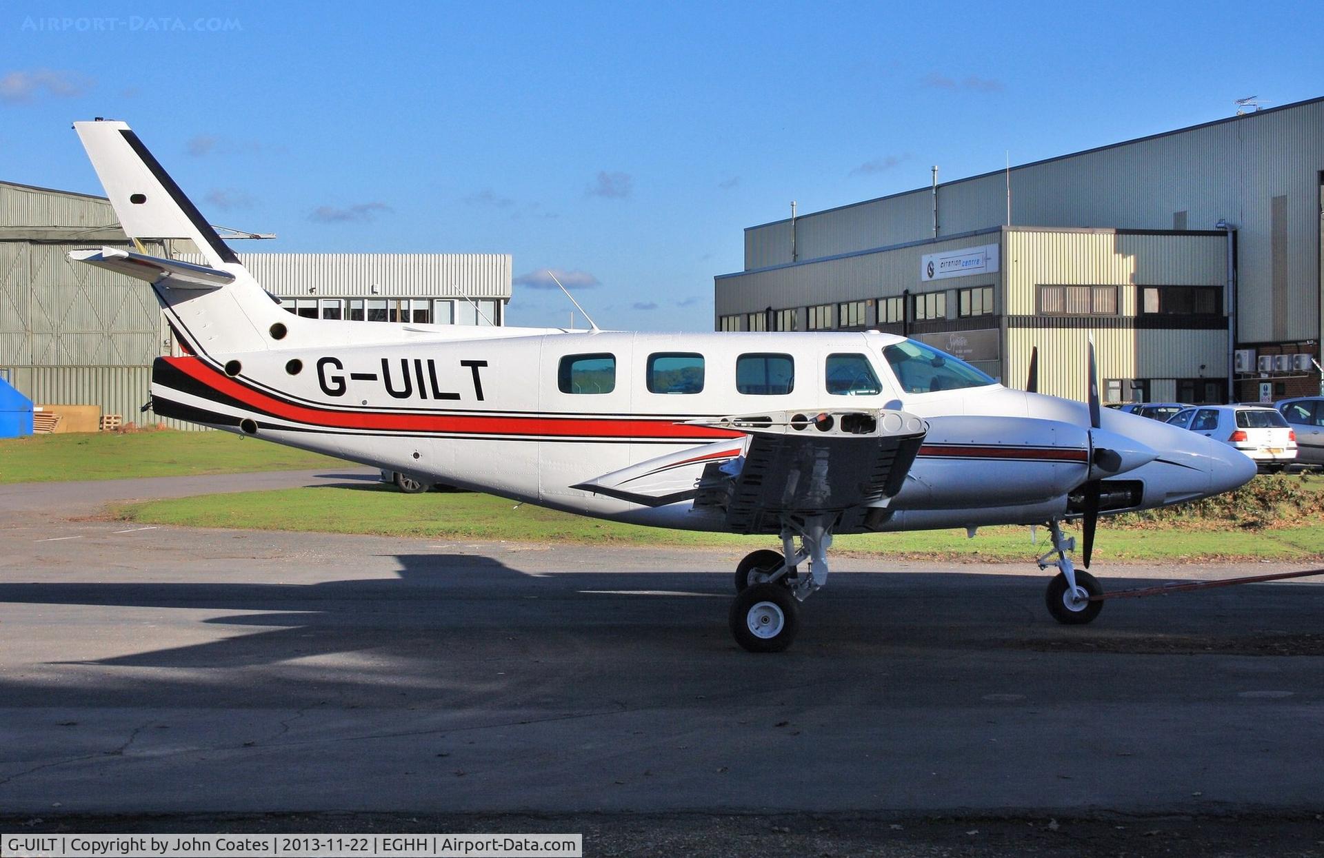 G-UILT, 1984 Cessna T303 Crusader C/N T303-00280, Being towed from paintshop after respray