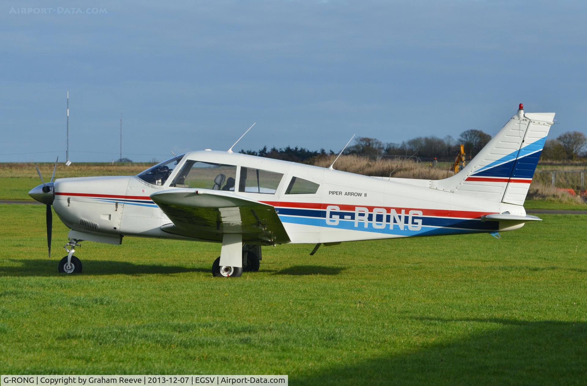 G-RONG, 1973 Piper PA-28R-200 Cherokee Arrow II C/N 28R-7335148, Parked at Old Buckenham.