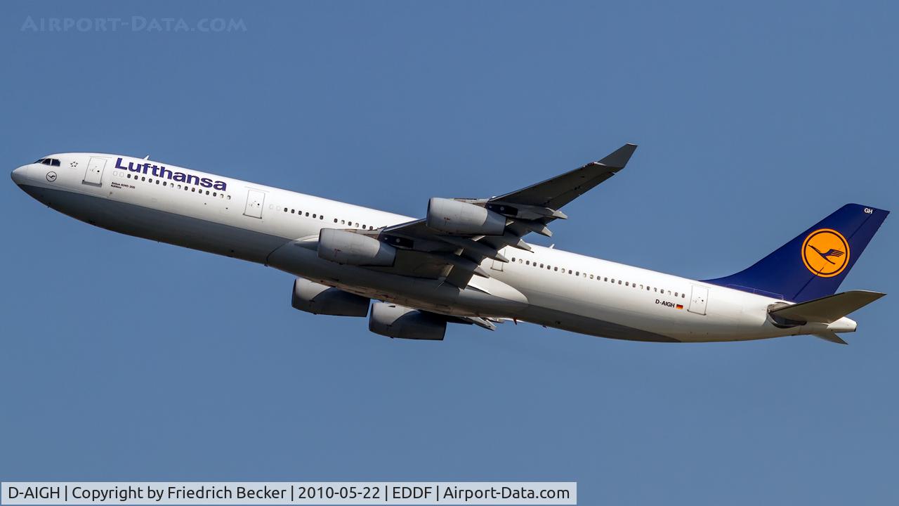 D-AIGH, 1994 Airbus A340-311 C/N 052, departure from Frankfurt