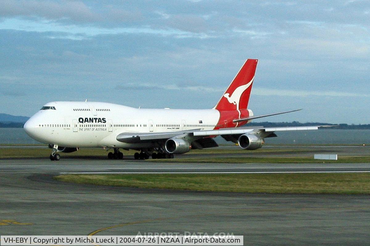 VH-EBY, 1987 Boeing 747-338 C/N 23823, At Auckland