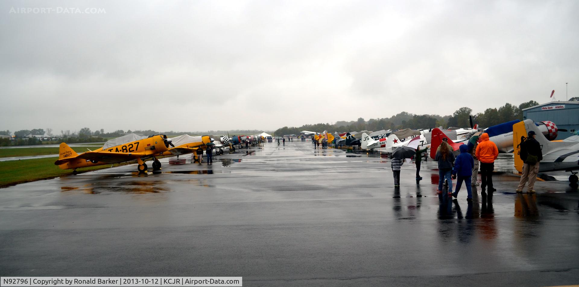 N92796, 1951 North American AT-6G Texan C/N 182-514 (51-14827), Rows of aircraft at Culpeper Air Fest 2013, N92796 is first aircraft on left side of picture.