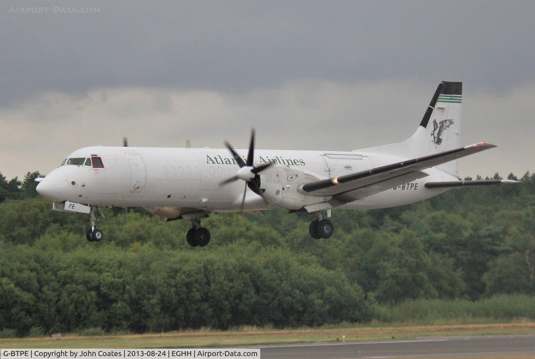 G-BTPE, 1989 British Aerospace ATP C/N 2012, Returning from a mail trip.