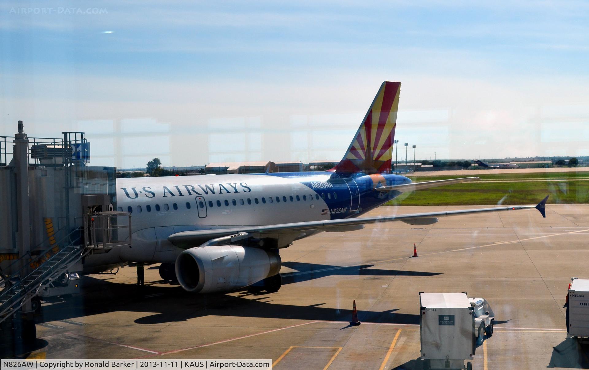 N826AW, 2001 Airbus A319-132 C/N 1534, Arizona at gate 21, Austin, TX