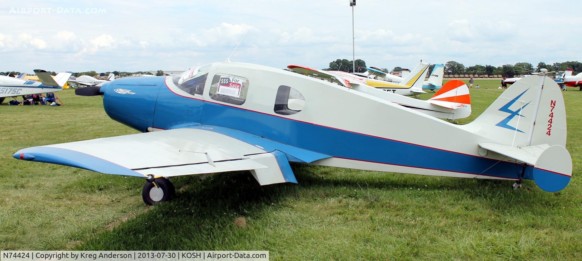 N74424, 1947 Bellanca 14-13-2 Cruisair Senior C/N 1537, EAA AirVenture 2013