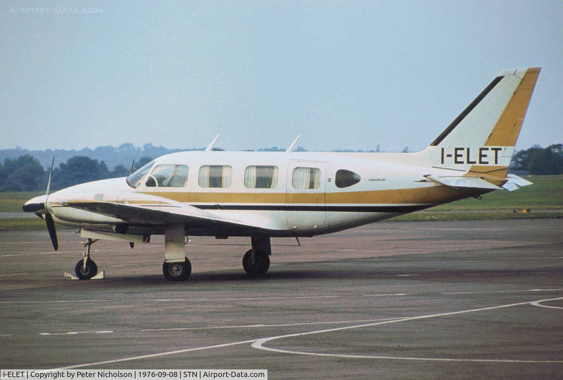 I-ELET, Piper PA-31-310 Turbo Navajo Navajo C/N 31-7400986, PA-31-310 Navajo as seen at Stansted in September 1976.