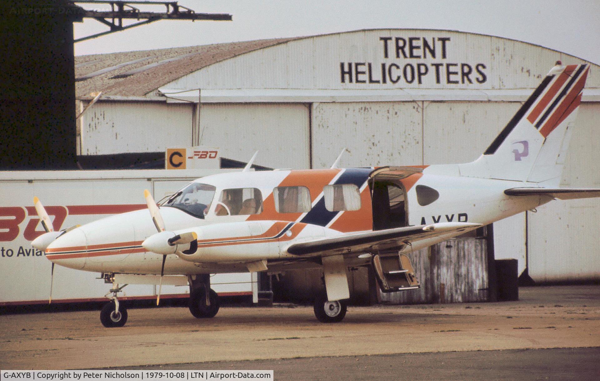 G-AXYB, 1970 Piper PA-31 Navajo C/N 31-641, PA-31-300 Navajo as seen at Luton in October 1979.