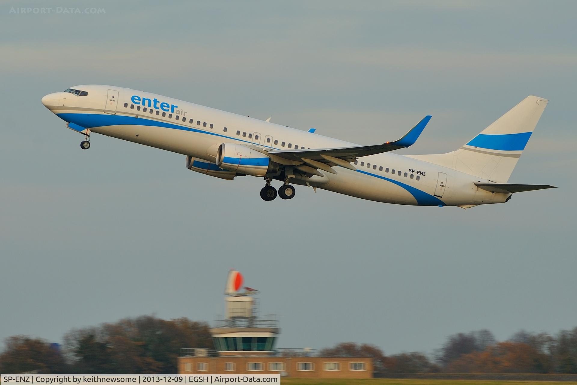 SP-ENZ, 1998 Boeing 737-85F C/N 28823, Leaving following 'Santa Special' charter !