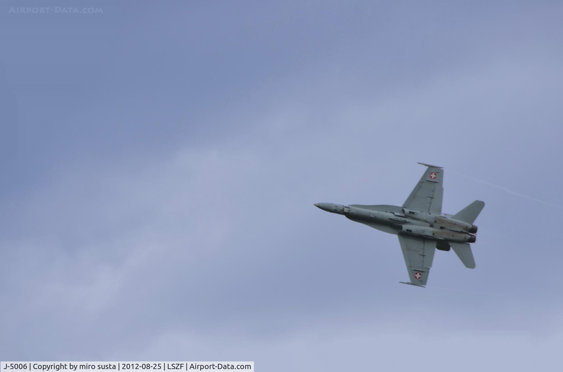 J-5006, McDonnell Douglas F/A-18C Hornet C/N 1329, Swiss Army McDonnell Douglas Hornet Jet over  Birrfeld Airfield in Switzerland during airs-how.