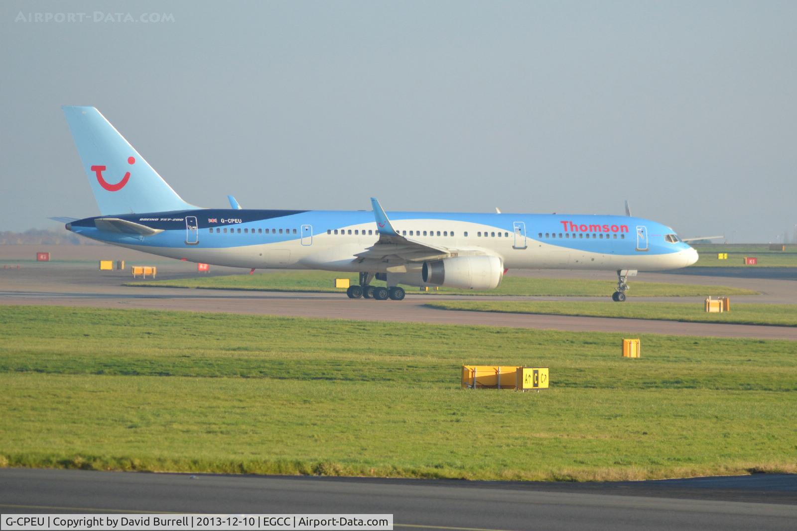G-CPEU, 1999 Boeing 757-236 C/N 29941, Thomson G-CPEU Boeing 757-236 taxiing at Manchester Airport.
