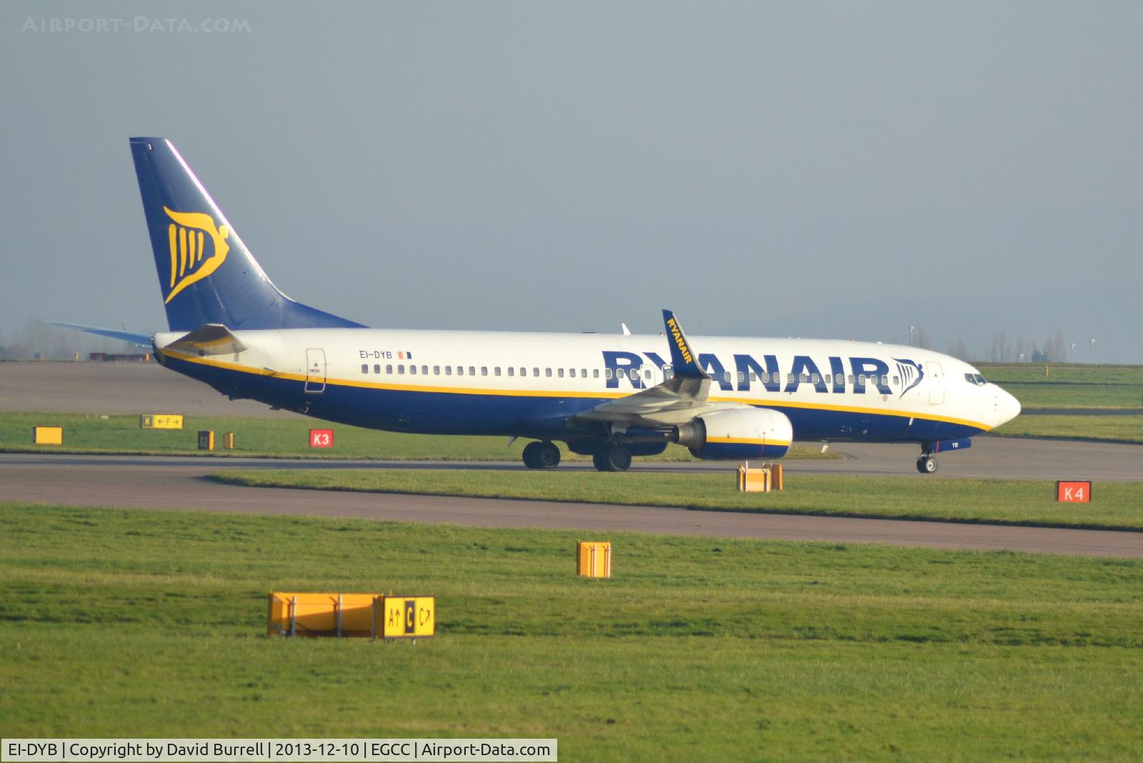 EI-DYB, 2008 Boeing 737-8AS C/N 33633, Ryanair EI-DYB Boeing 737-8AS Taxiing at Manchester Airport.