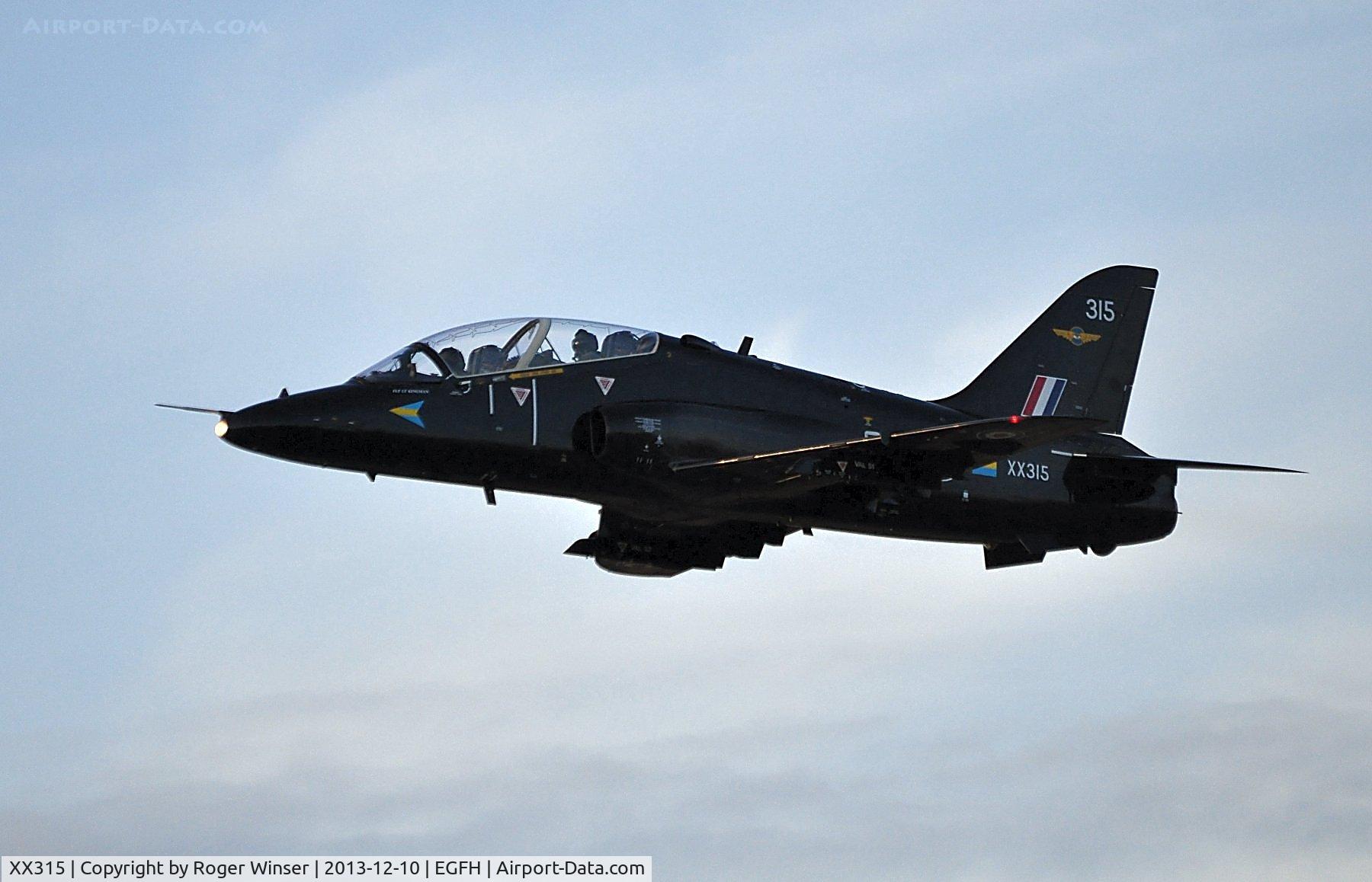 XX315, 1980 Hawker Siddeley Hawk T.1A C/N 156/312140, Hawk coded 315 of 208(Reserve) Squadron RAF overshoots after a practice approach to Runway 22.
