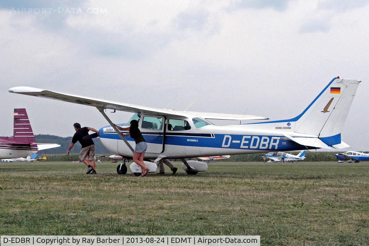 D-EDBR, Reims F172P C/N 2082, R/Cessna F.172P Skyhawk [2082] Tannheim~D 24/08/2013. Being pulled to departure point to conserve fuel after a accident that closed the airfield for over 2 hours.
