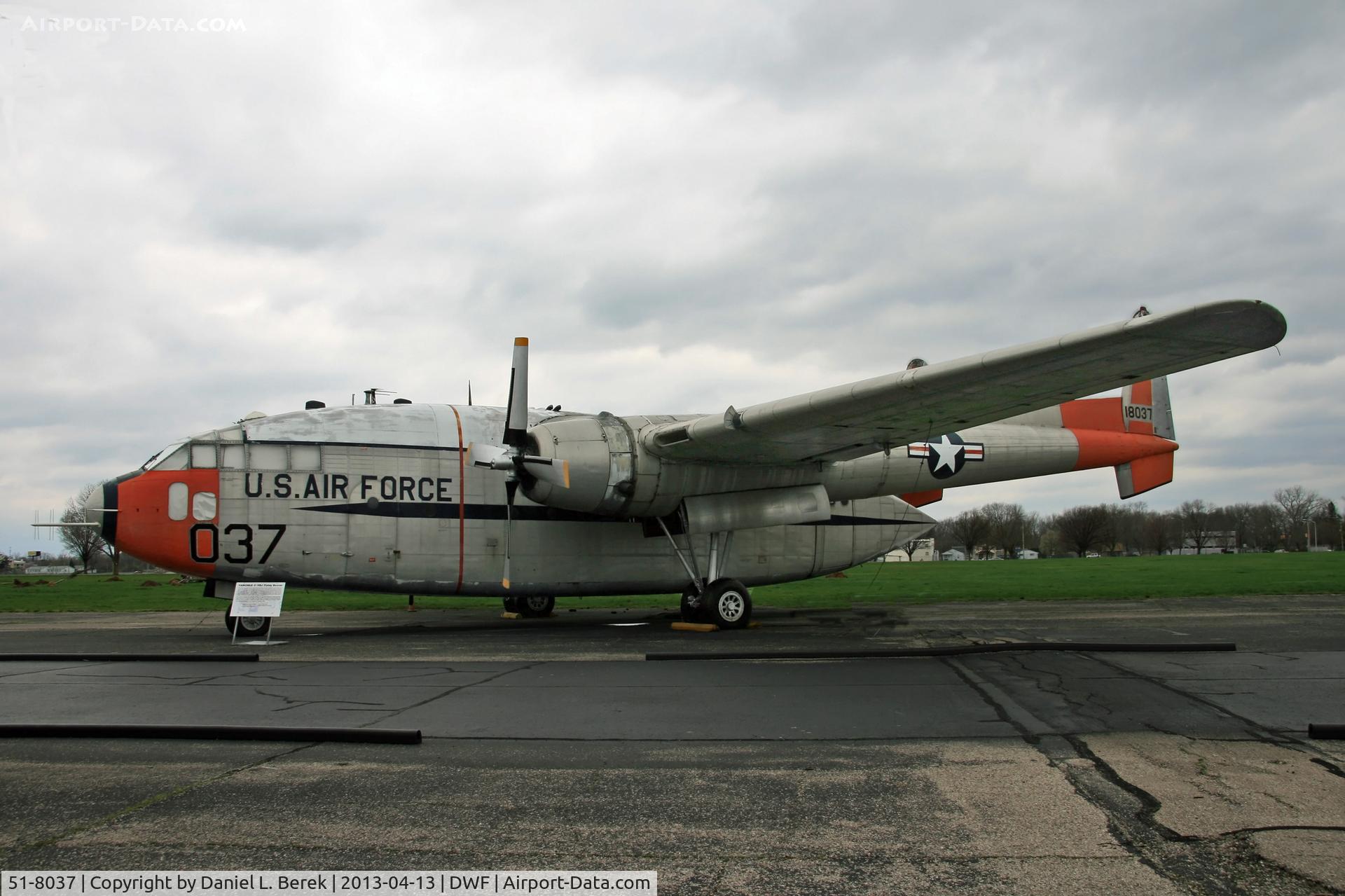 51-8037, 1951 Fairchild C-119J-FA Flying Boxcar C/N 10915, This old Dollar-Nineteen is on display at the outside air park.