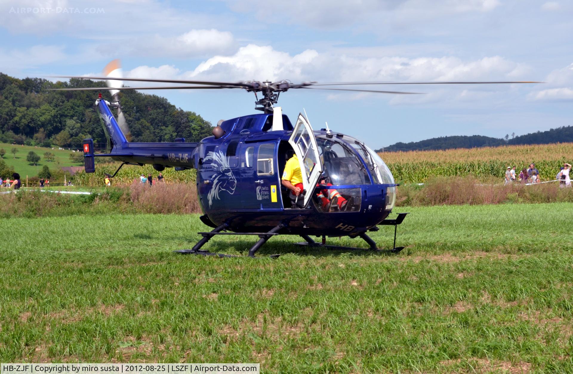 HB-ZJF, 1971 MBB Bo-105CBS-4 C/N S-13, Swissheli MBB Bo-105CBS-4 helicopter during air-show at Birrfeld airfield in Switzerland.