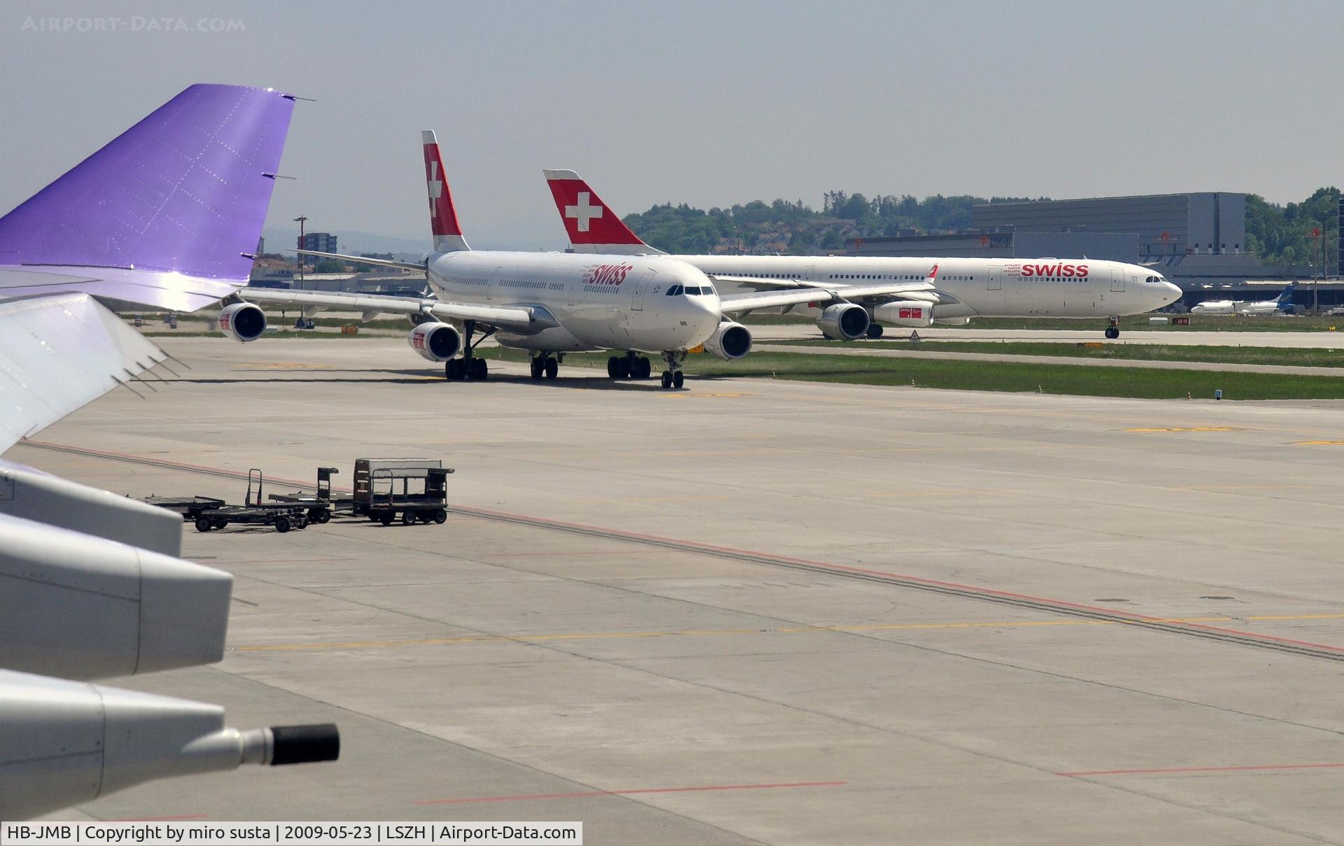 HB-JMB, 2003 Airbus A340-313 C/N 545, Swiss Airlines Airbus A340 rolling to take-off runway at Zurich-Kloten International Airport