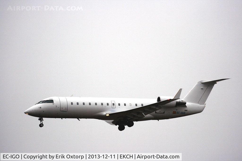 EC-IGO, 2002 Bombardier CRJ-200ER (CL-600-2B19) C/N 7661, EC-IGO operated by Cimber on behalf of SAS. No titles. Just arrived as Sk2520 from ABZ.