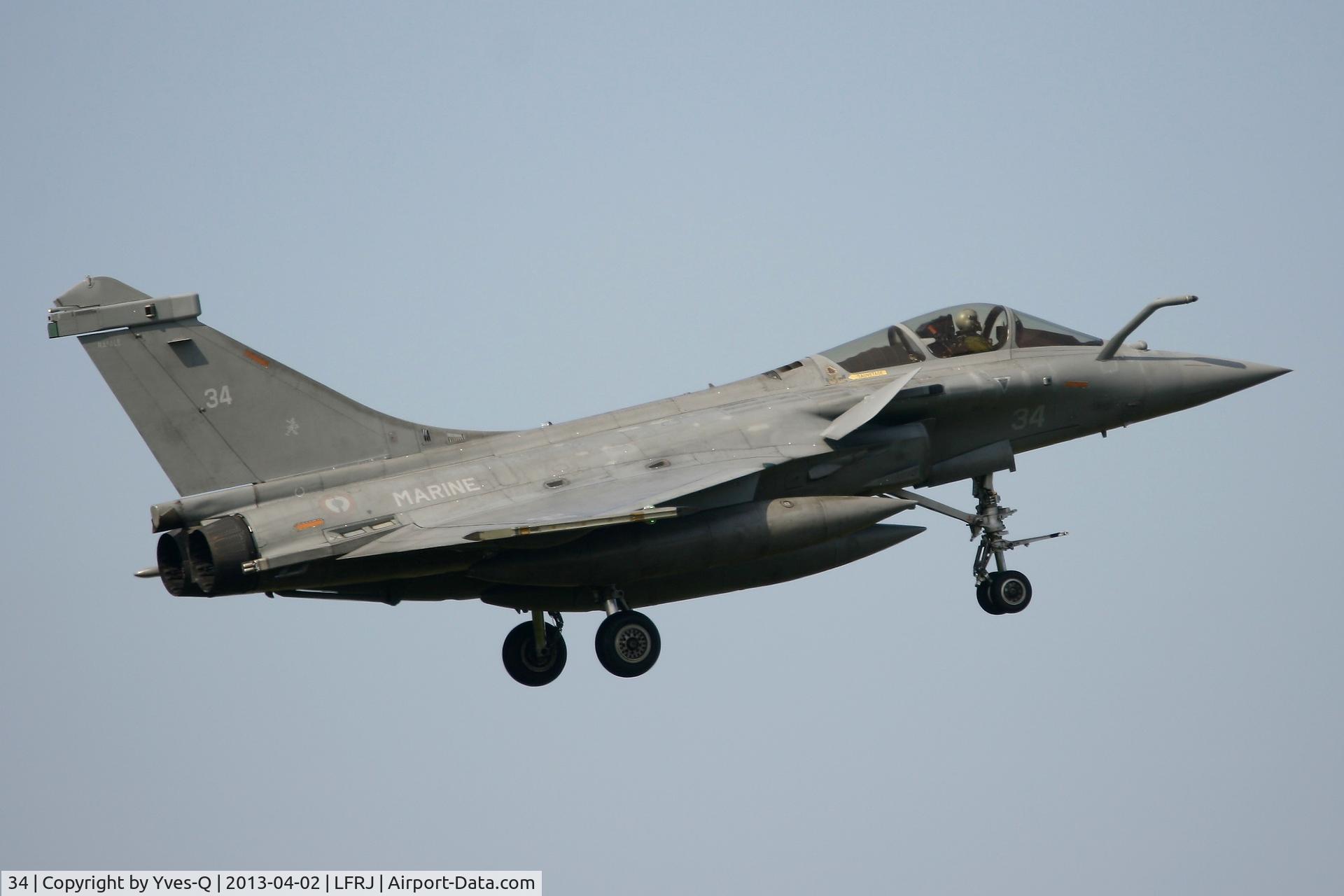 34, Dassault Rafale M C/N 34, French Naval Aviation Dassault Rafale M, Short Approach Rwy 08, Landivisiau Naval Air Base (LFRJ)