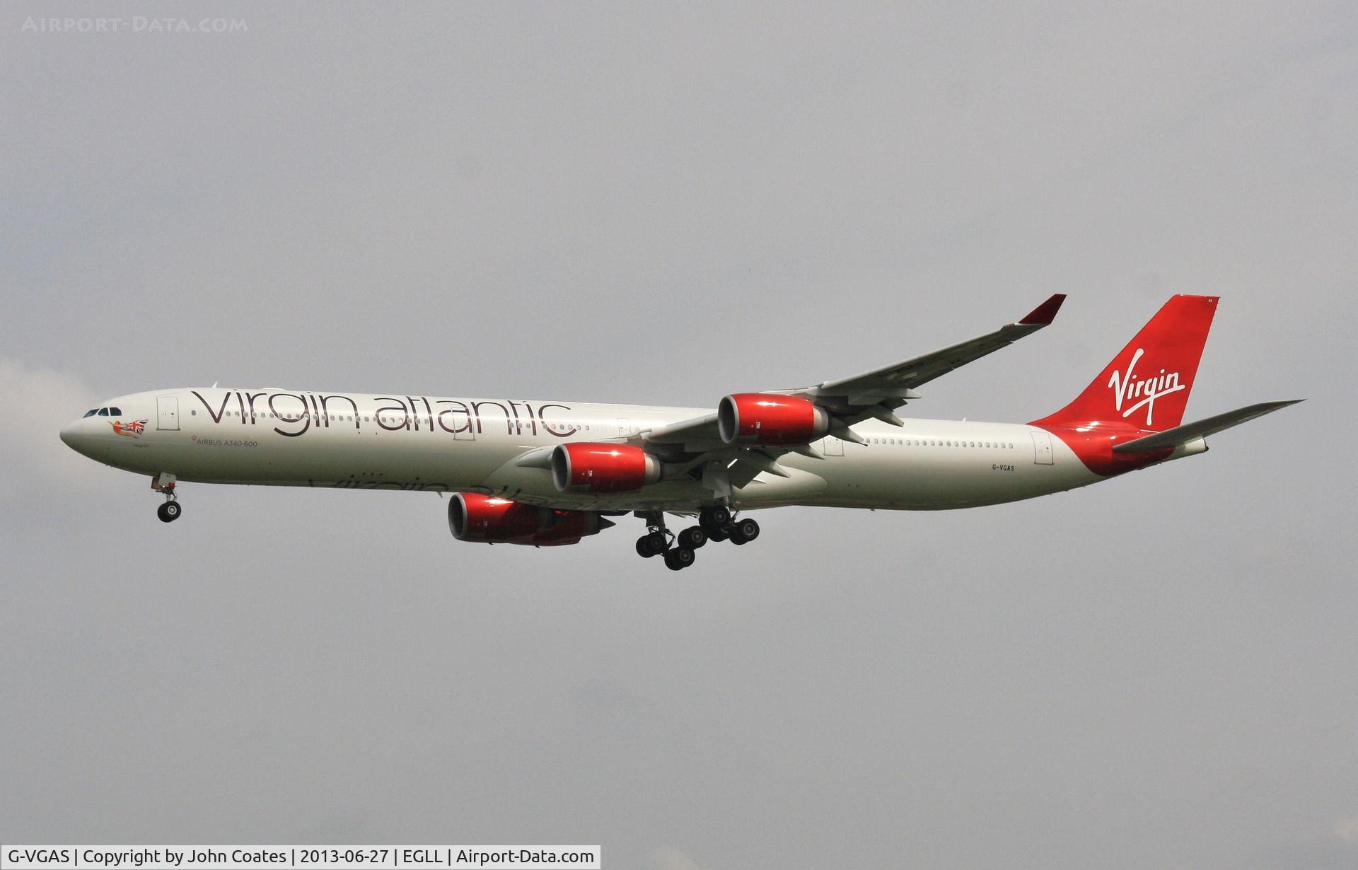 G-VGAS, 2005 Airbus A340-642 C/N 639, Finals to 27L.