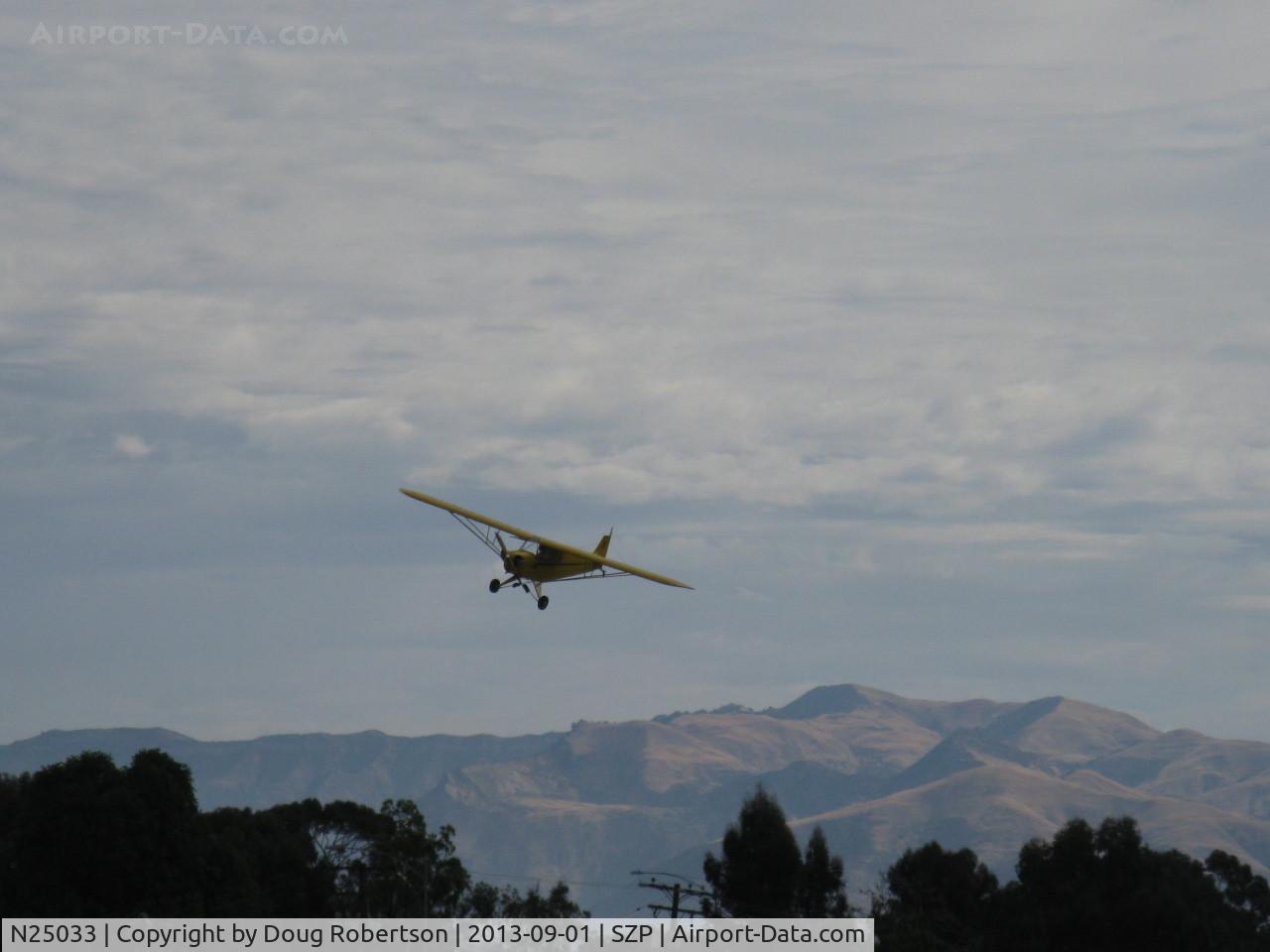 N25033, 1939 Piper J3C-65 Cub C/N 3614, 1939 Piper J3C-65 CUB, Continental A&C65 65 Hp, turning final for Rwy 22