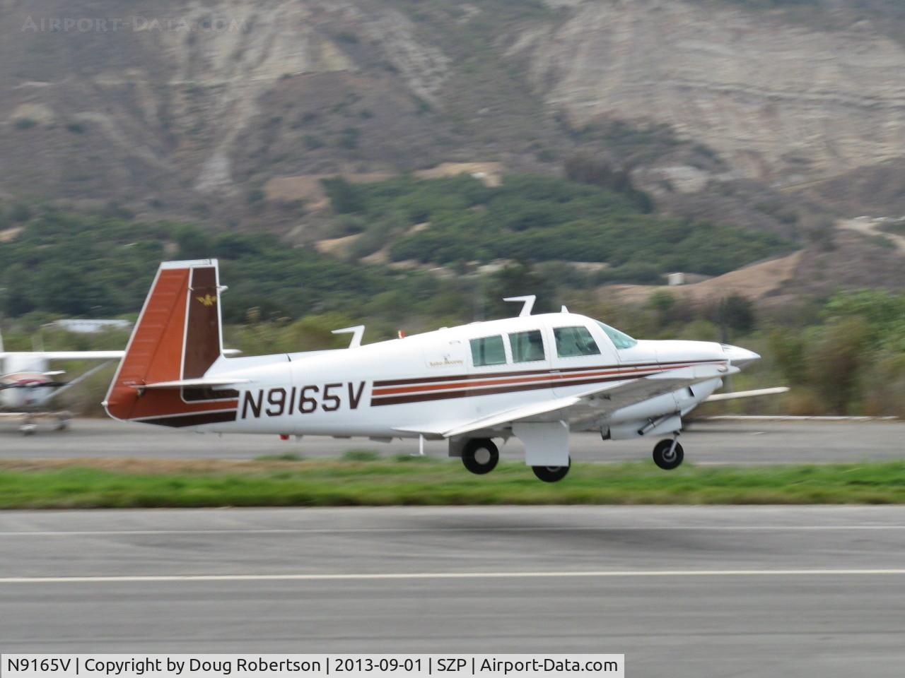 N9165V, 1969 Mooney M20F Executive C/N 690041, 1969 Mooney M20F EXECUTIVE, Lycoming IO-360-A1A 200 Hp, Positive Control, long cabin, takeoff Rwy 22