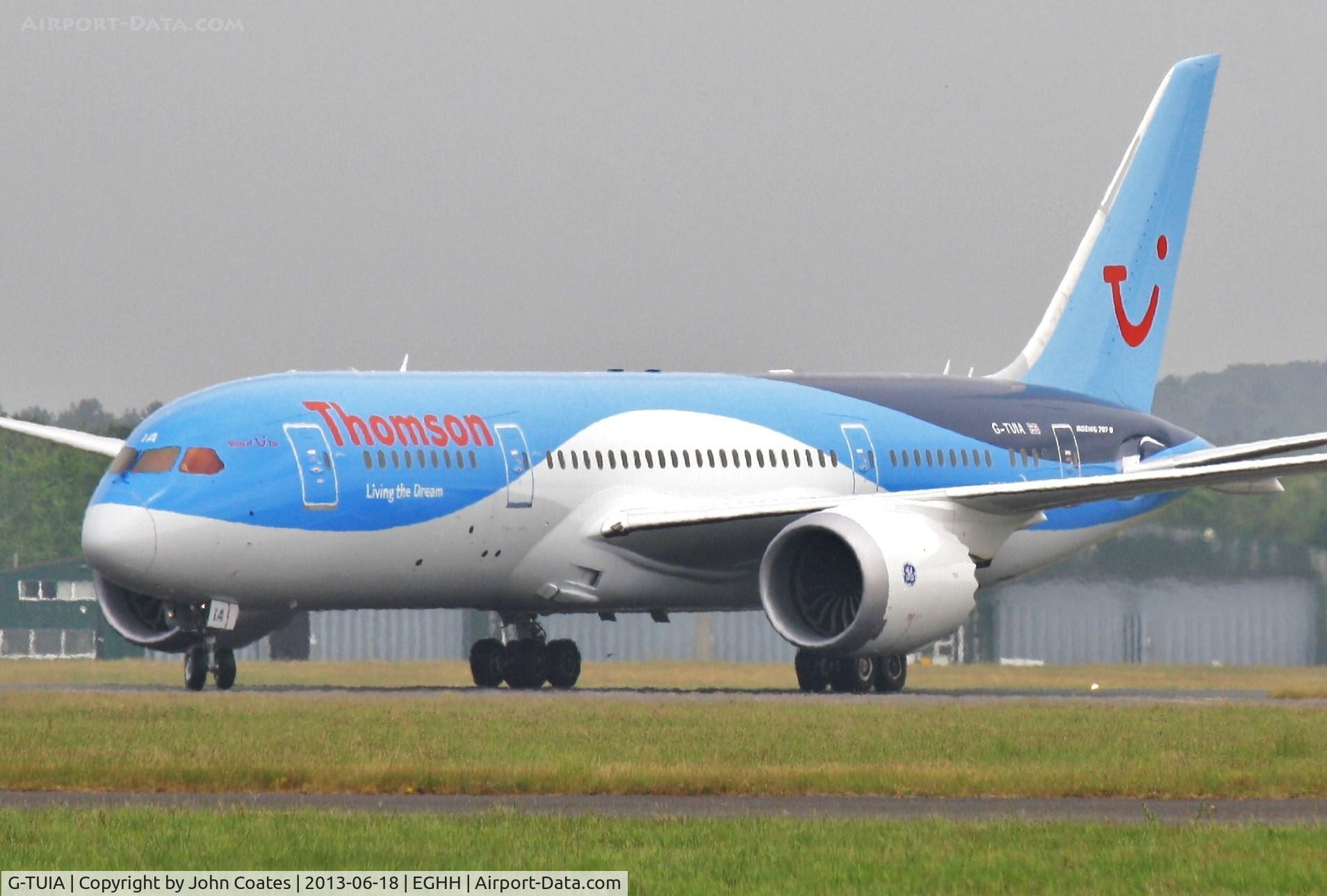 G-TUIA, 2013 Boeing 787-8 Dreamliner C/N 34422, Backtracking on arrival