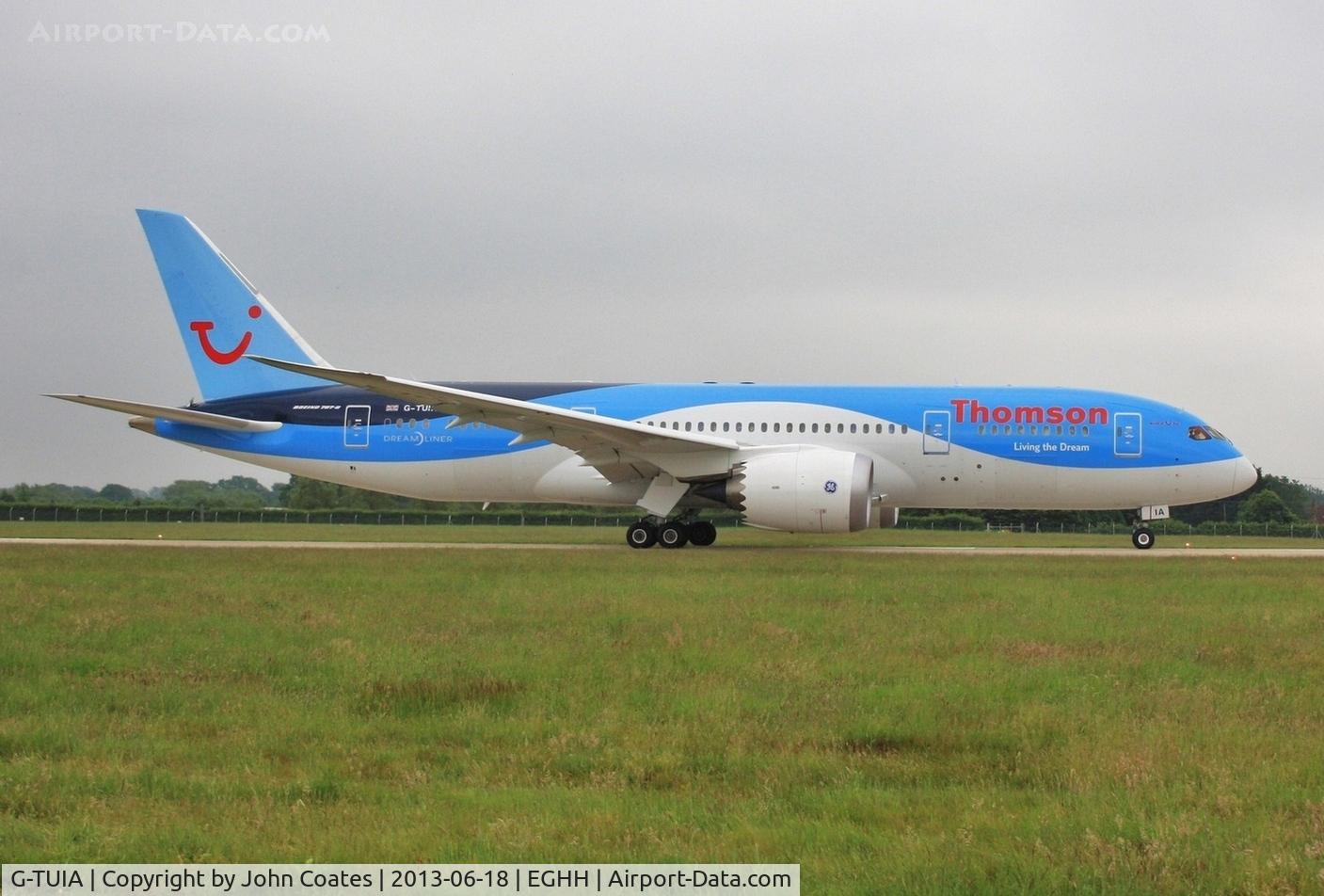 G-TUIA, 2013 Boeing 787-8 Dreamliner C/N 34422, Backtracking 08 to depart training visit.