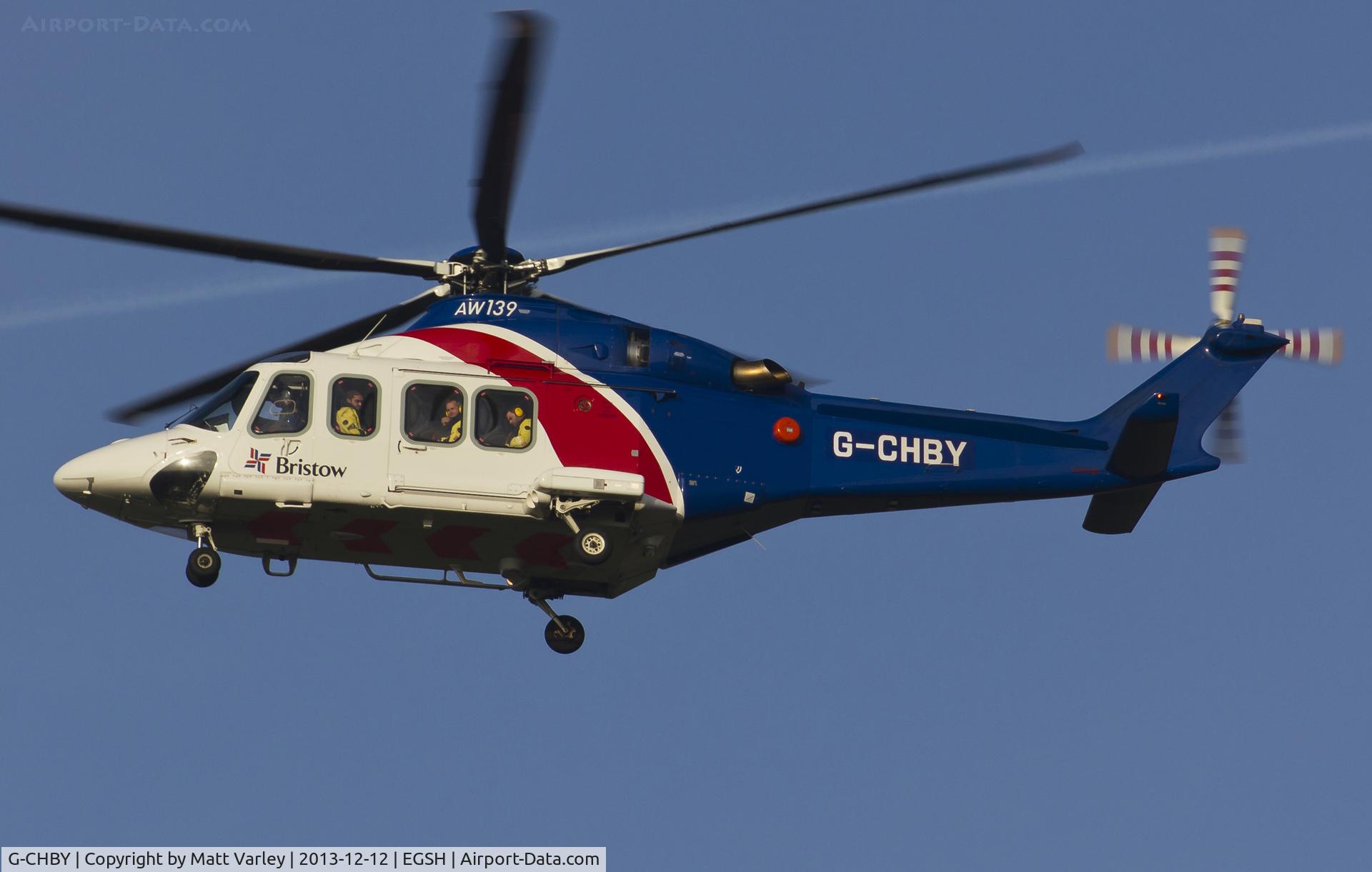 G-CHBY, 2010 AgustaWestland AW-139 C/N 31310, Arriving at NWI after a north sea flight.