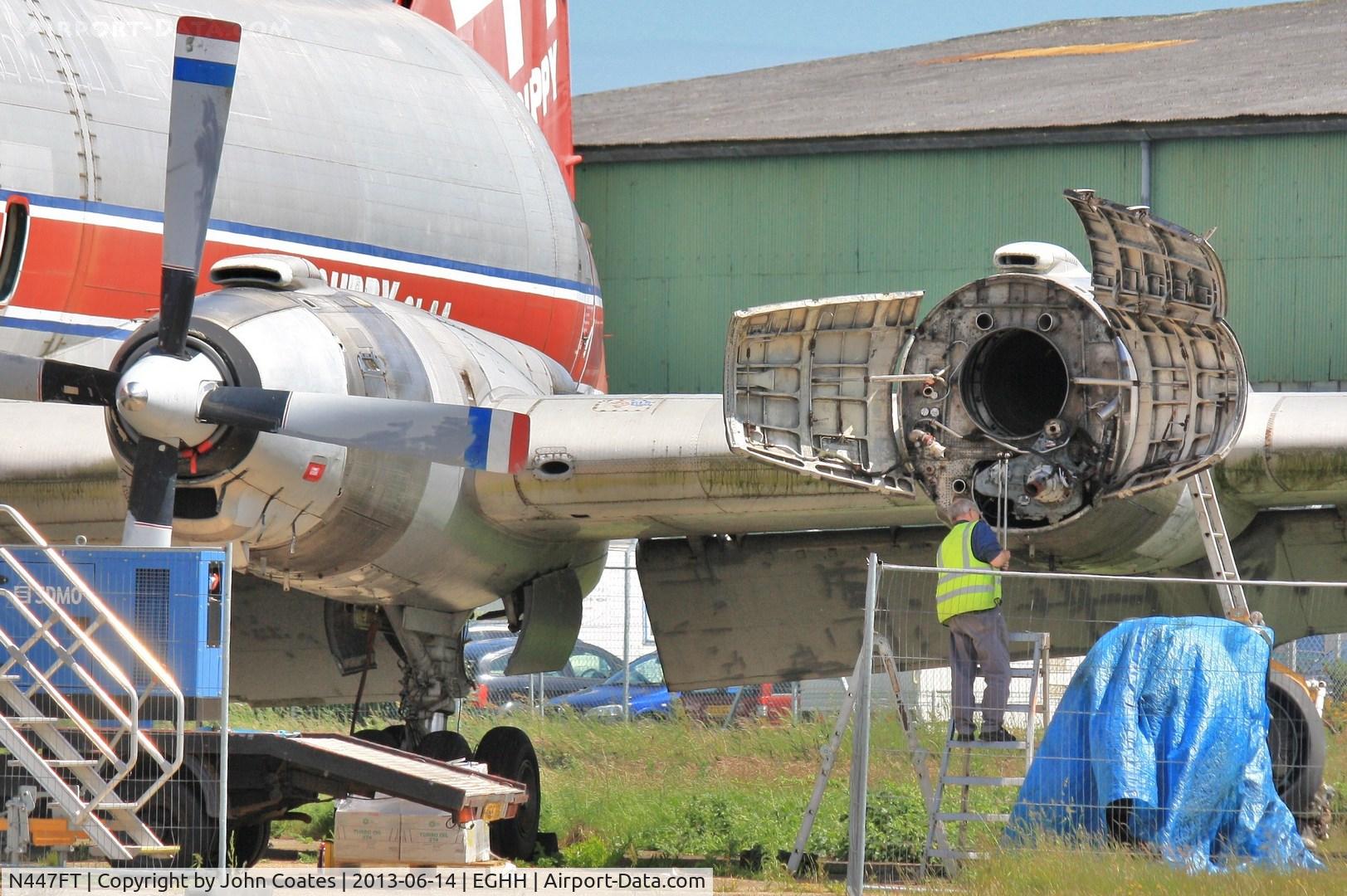 N447FT, 1969 Canadair CL-44-0 Skymonster C/N 16, Preparing for 4th engine