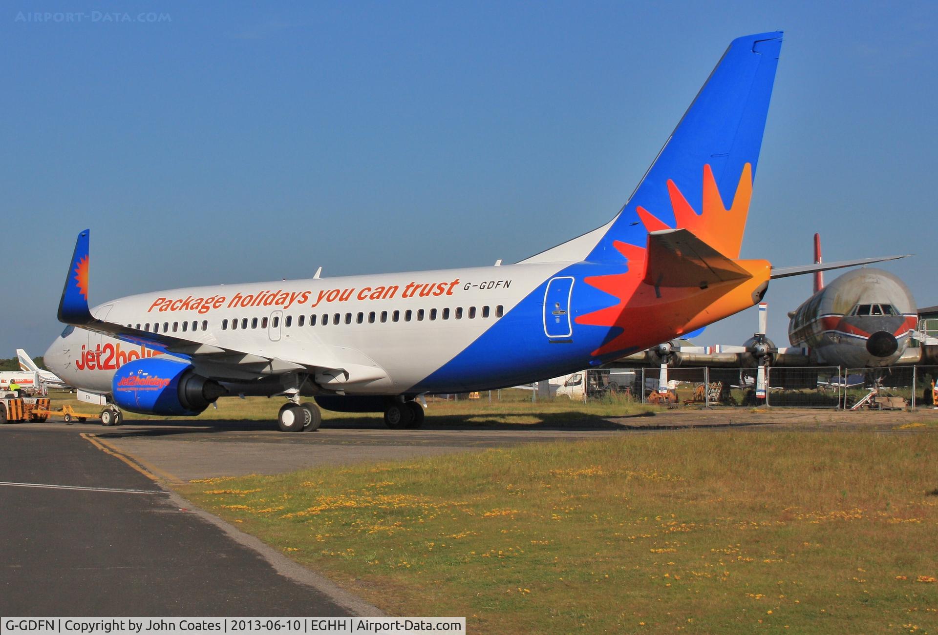 G-GDFN, 1998 Boeing 737-33V C/N 29332, Being towed to start up area.