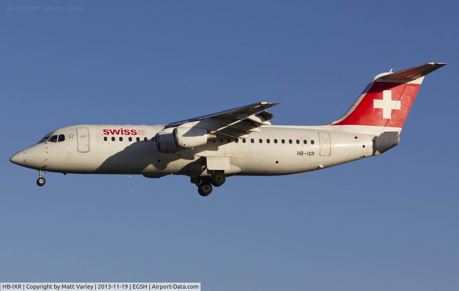 HB-IXR, 1996 British Aerospace Avro 146-RJ100 C/N E3281, Arriving at NWI in perfect morning sun light for spray by Air Livery...