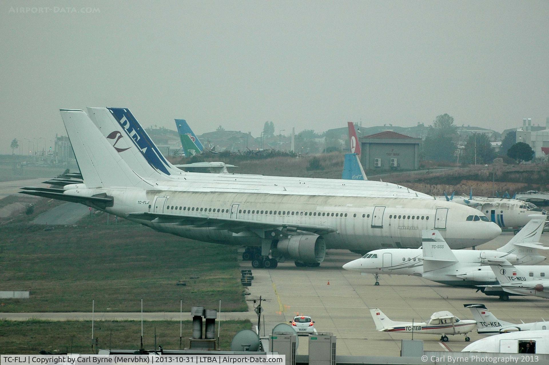 TC-FLJ, 1980 Airbus A300B2K-3C C/N 082, Taken through glass from the Radisson Blu hotel.