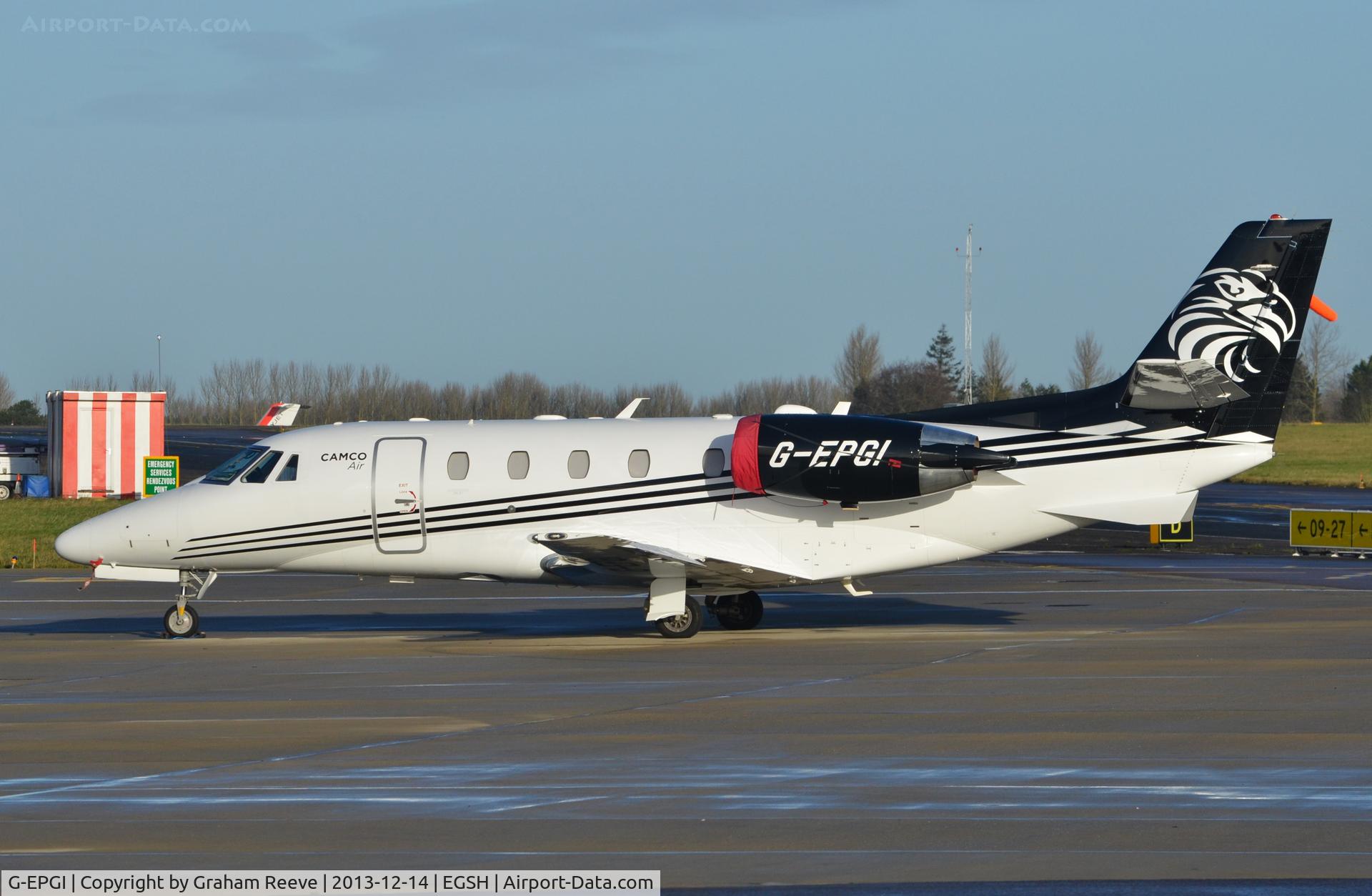 G-EPGI, 2012 Cessna 560XL Citation XLS+ C/N 560-6106, Parked at Norwich.