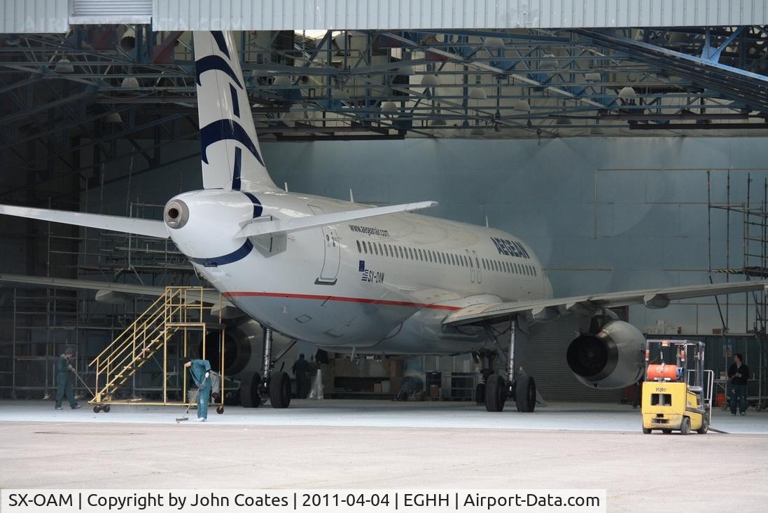SX-OAM, 2009 Airbus A320-232 C/N 3990, In paintshop just resprayed to Aegean livery