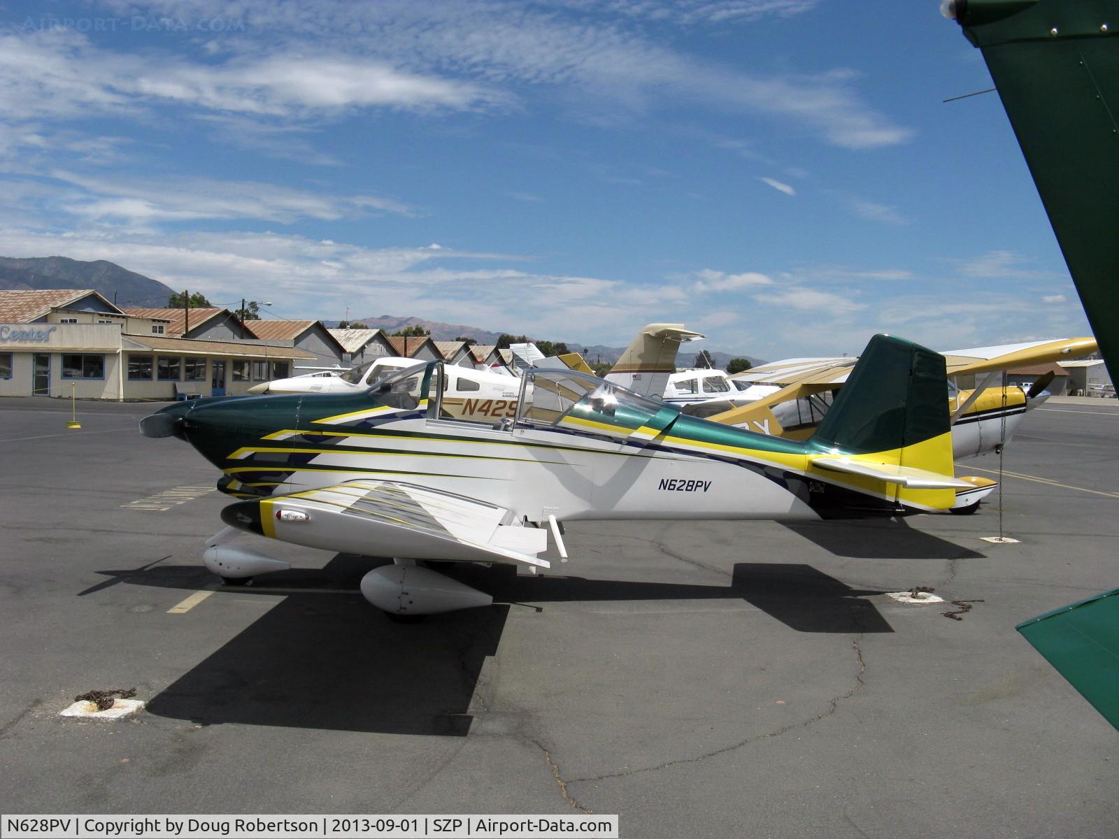 N628PV, 2000 Vans RV-6A C/N 24279, 2000 Rosales SPECIAL VAN's RV-6A, Lycoming O-360 180 hp, on transient ramp. Nearly 3,800 hours on this aircraft! These folks really travel, see www.paulrosales.com for more info.