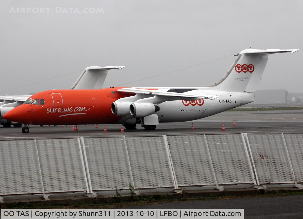 OO-TAS, 1990 British Aerospace BAe.146-300 C/N E3154, Parked at the General Aviation area... with new titles now...