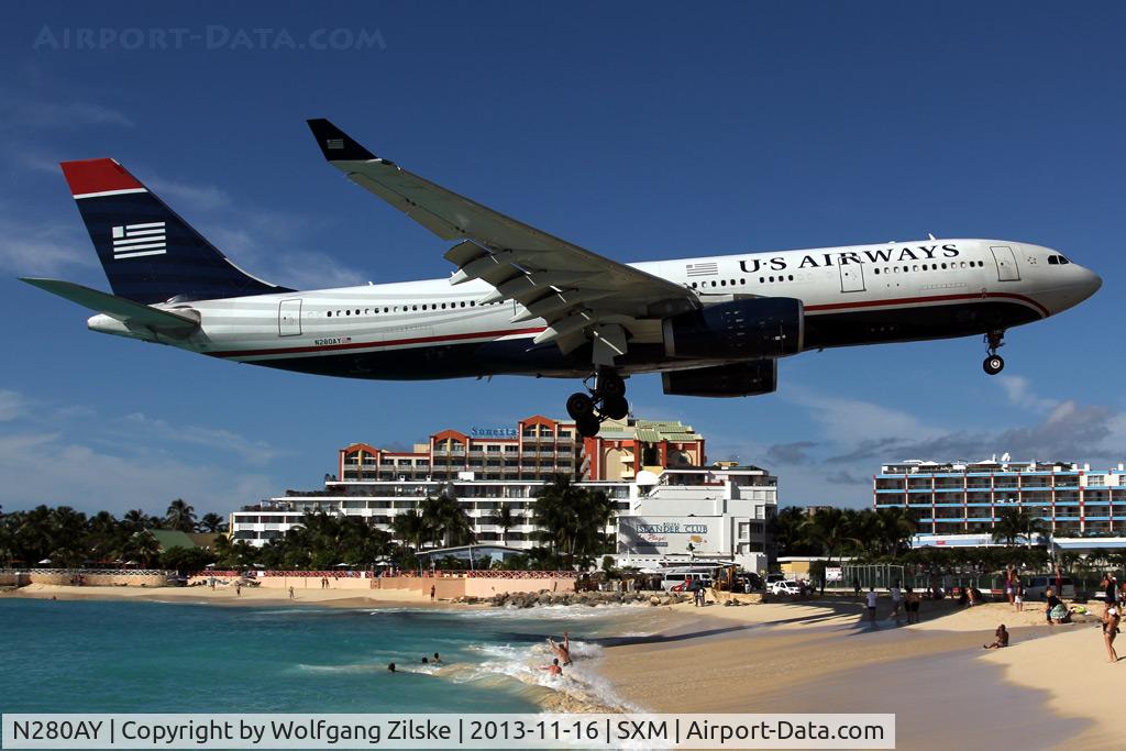 N280AY, 2009 Airbus A330-243 C/N 1022, At famous Maho Beach
