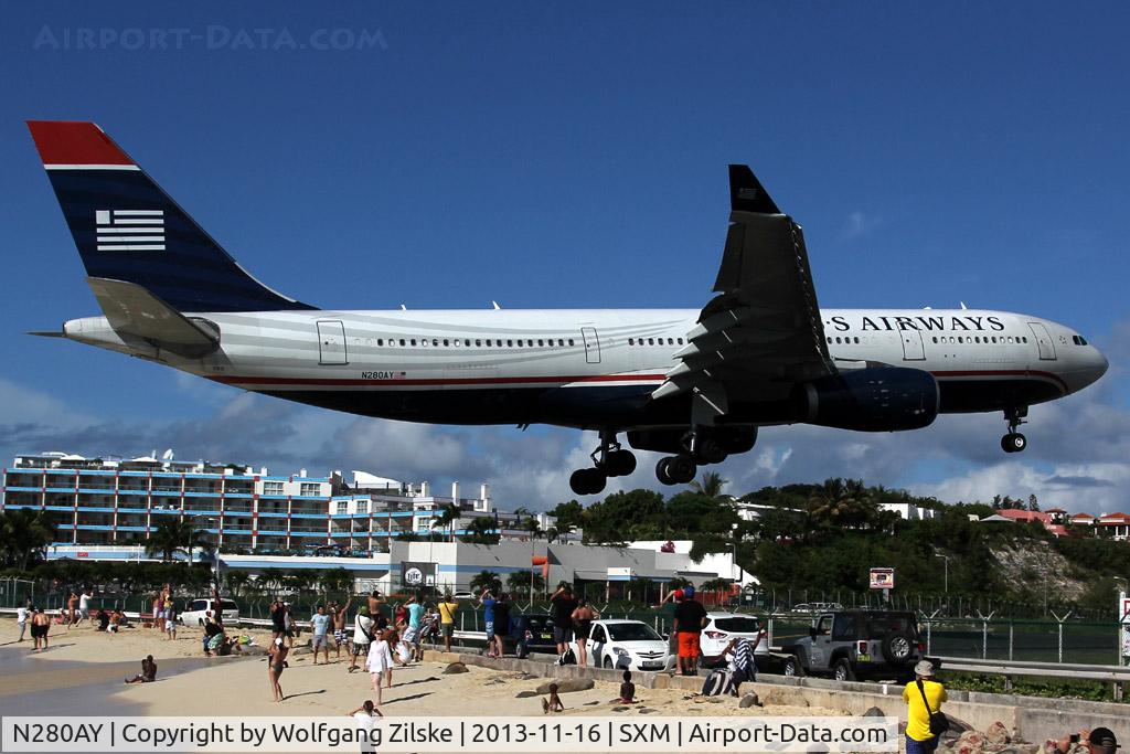 N280AY, 2009 Airbus A330-243 C/N 1022, At famous Maho Beach