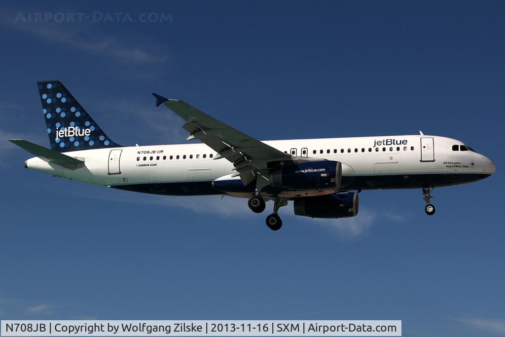 N708JB, 2008 Airbus A320-232 C/N 3479, At famous Maho Beach