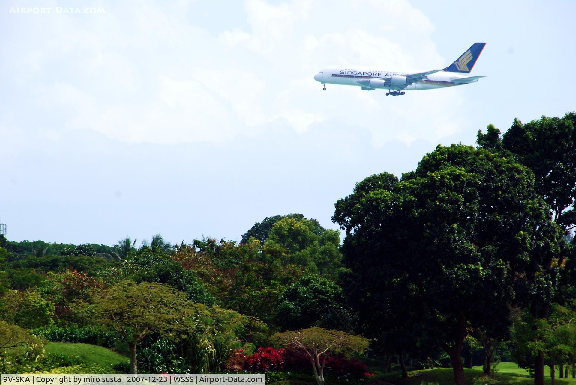 9V-SKA, 2007 Airbus A380-841 C/N 003, First Singapore Airlines Airbus A380 approaching Singapore-Changi International Airport