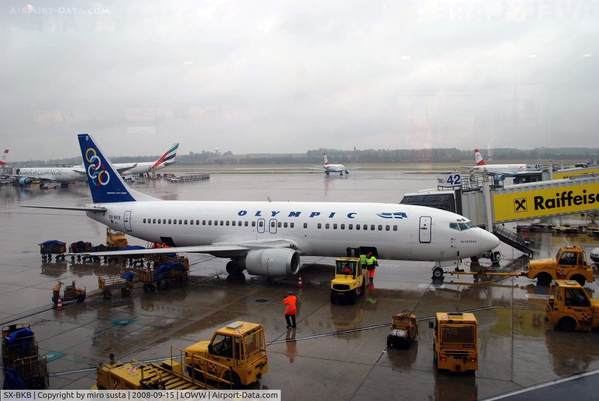 SX-BKB, 1991 Boeing 737-484 C/N 25314/2124, Olympic International Airlines Boeing B737 docked at Vienna Schwechat International Airport