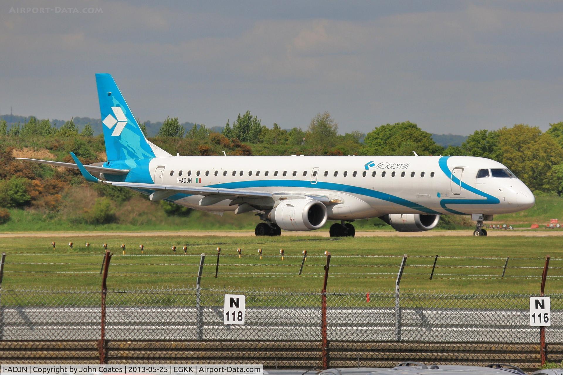 I-ADJN, 2009 Embraer 195LR (ERJ-190-200LR) C/N 19000270, Waiting to enter 08R