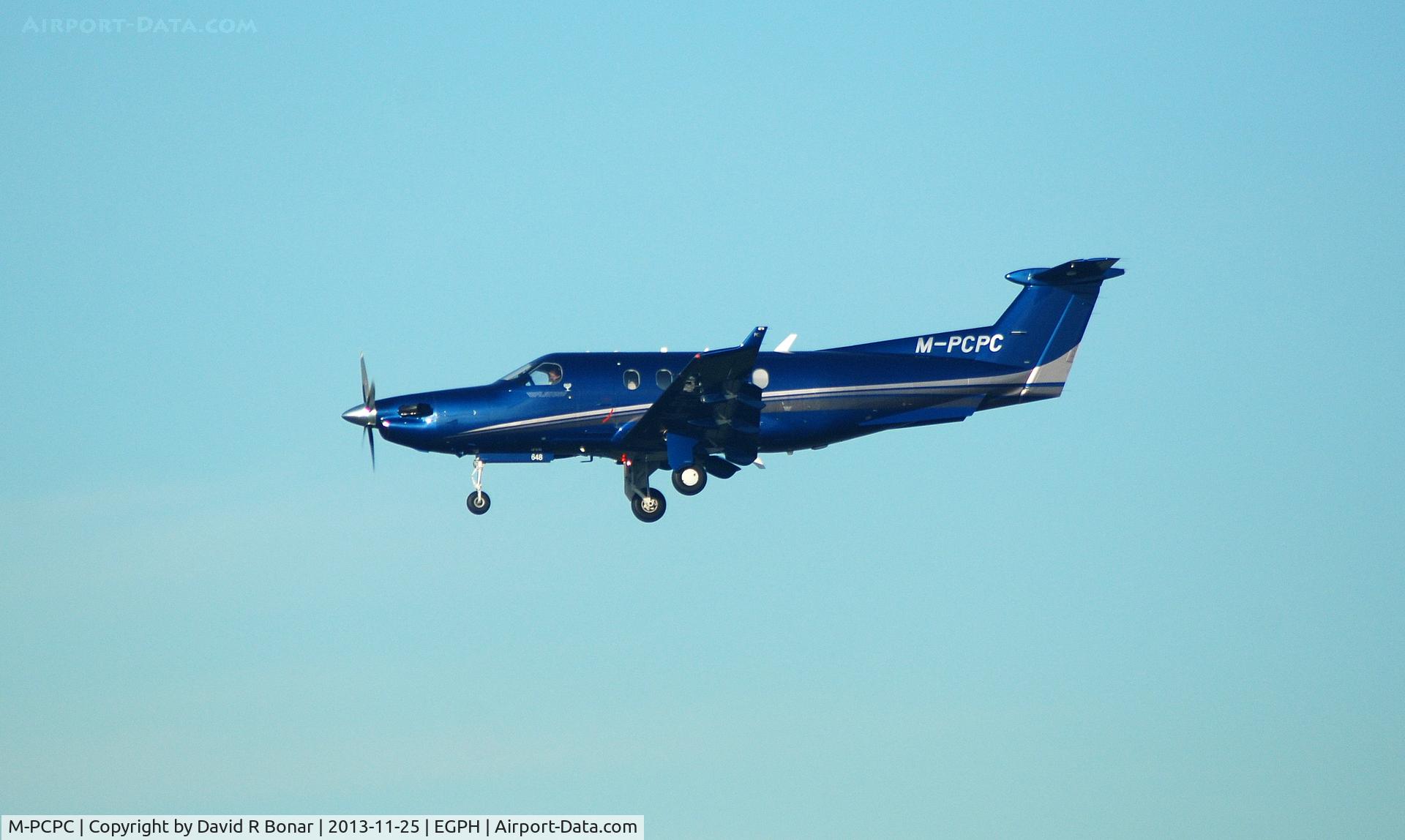M-PCPC, 2012 Pilatus PC-12/45 C/N 648, short finals at Edinburgh
